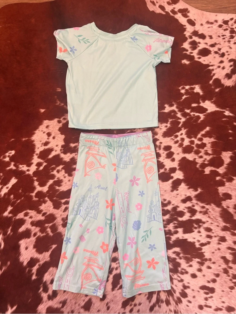 Disney Light Blue Princess Pajama Set with Pink & Red Accents